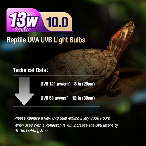 Leoterra 13W 10.0 UVB Bulb – Compact Reptile uvb Light for Bearded Dragon & Green Iguana Hatchlings, Chameleons (Juvenile) & Box Turtles | High Output E26 UVB Lamp(110V) - size: 13w 10.0