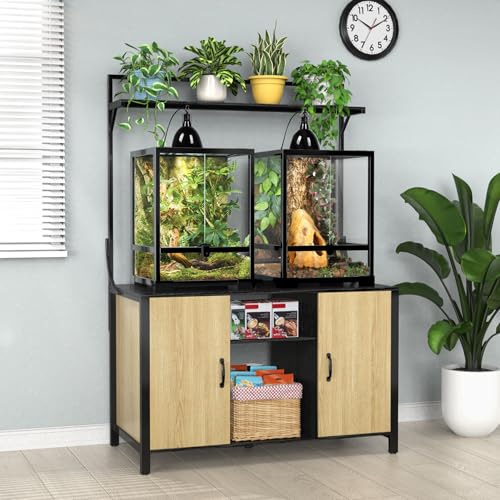 GDLF 48"x24" Reptile Tank Stand,Terrarium Stand for 120 Gallon,Natural | Fits Bearded Dragon Tanks, Bottom Cabinet Storage, Display Shelf for Plants & Decor, 1100 lbs Support - color: Natural, size: 48" x 24"