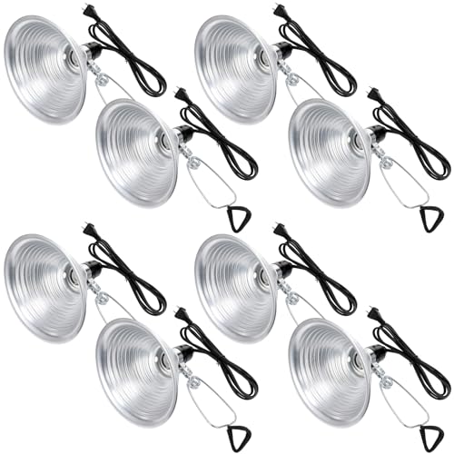 Macarrie 8 Pack Clamp Lamp Light with Aluminum Reflector, 6ft SPT-2 18awg Cord and Adjustable Stand Fixture, up to 150 Watt, E26 Socket, No Bulb(8.5 Inch) - size: 8.5 Inch