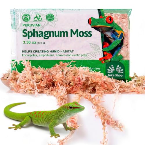 Inkashop Long Fiber Sphagnum Moss for Reptiles Terrarium Bedding Hide 3.5oz | snake bedding, reptile substrate and humidity control, leaf litter for tarantula isopod jumping spider, peruvian dried moss