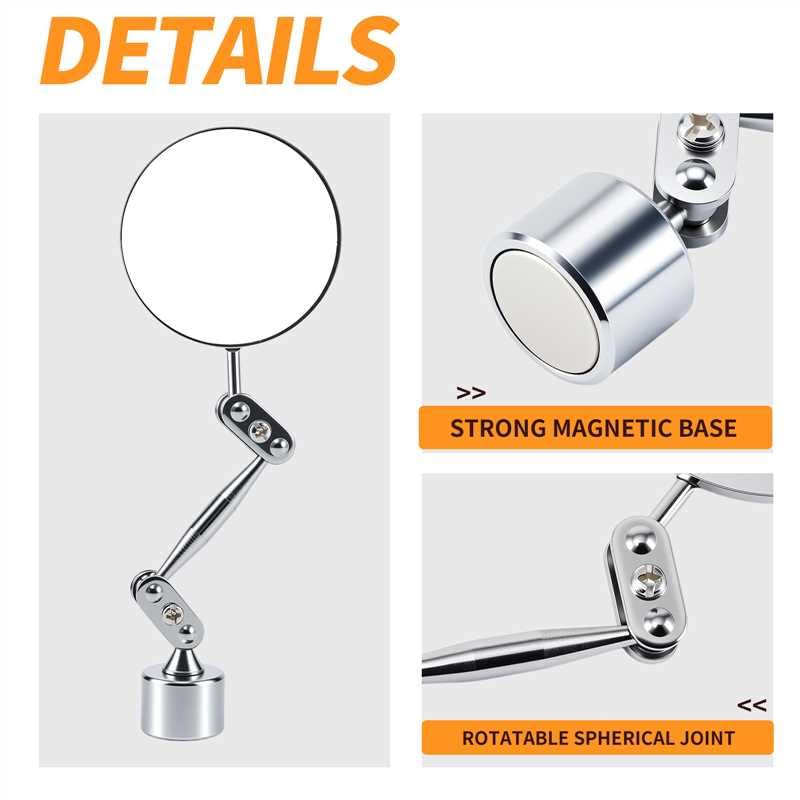 HARDK Inspection Mirror with Magnetic Base - 2 Inch Round Swivel Angle Ball Joint Antenna Inspection Tools for Arc, MIG,Spot Welding,Equipment Inspection,Mechanical Welding,Coffee Machine Maintenance - size: BIG BASE WIITH 2 INCH