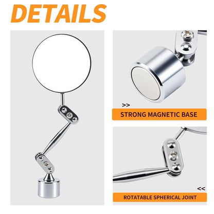 HARDK Inspection Mirror with Magnetic Base - 2 Inch Round Swivel Angle Ball Joint Antenna Inspection Tools for Arc, MIG,Spot Welding,Equipment Inspection,Mechanical Welding,Coffee Machine Maintenance - size: BIG BASE WIITH 2 INCH