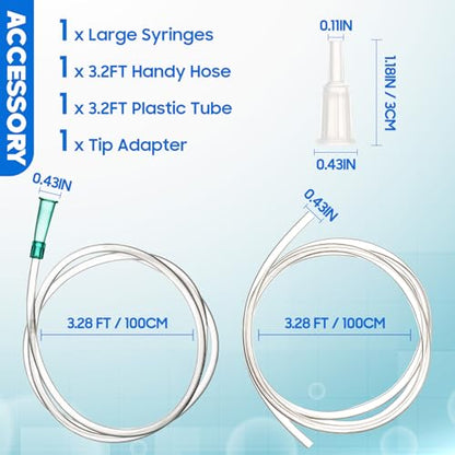 60ml/cc Syringes with Tube 40 Inch Handy Plastic Tubing and Adapter Tip | for Liquid, Refilling Measuring, Dispensing Watering, Plant Irrigation, Feeding Pets, Oil or Glue Applicator - size: 60ML/CC