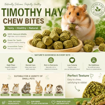 Timothy Hay Cubes 4.5oz Can- 100% Natural Mini Hay Bricks Timothy Hay Pellets for Rabbits, Chinchillas, Tortoise, Guinea Pigs & Small Pets