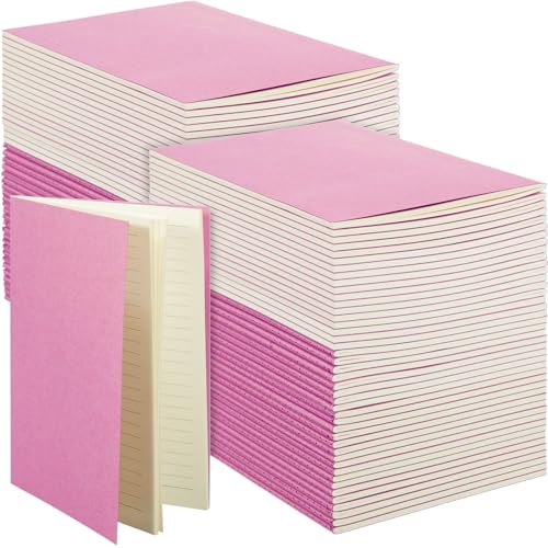 100 Pcs Journals Notebooks Bulk - Kraft Softcover A5 Small Notebooks 5.5 Inch x 8.3 Inch Notepads with 60 Page 30 Sheet for Writing Sketch Travel Office Supplies(Pink,Lined) - color: Pink, style: Lined