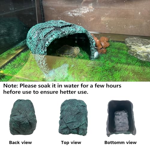Reptile Rock Hide Cave Large Terrarium Habitat Decor Rock Turtle Hide Tortoise Aquarium Hideout for Lizards Snake Amphibians Fish - style: STYLE-B