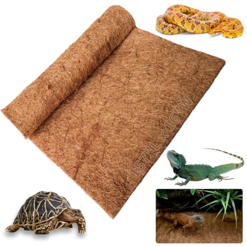 Hamiledyi Reptile Carpet 157" L x 16" W Natural Coconut Fiber Tortoise Carpet Mat for Pet Terrarium Liner Reptile Supplies for Lizard Snake Chameleon Turtle Bedding Bunny Rabbit Mat - size: 1 Pack/157 x 16 Inch