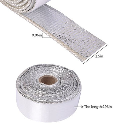 Heat Shield tape, Self-Adhesive Heat Reflective Tape Roll, Adhesive Backed Heat Barrier for Car, Truck, Motorcycle (1.5"X 15') - color: White Heat Shield Tape *1