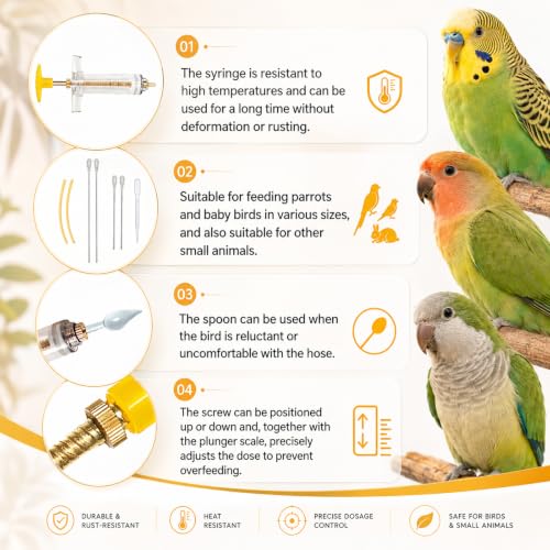 16 pcs Bird Feeding Syringe Set - Bird Hand Feeding Syringe Set, Birds Feeder with 20ml Feeding Syringes, Birds Feeder Scoop, Soft Tubes for Parakeets & Cockatiels (Red) - color: Red