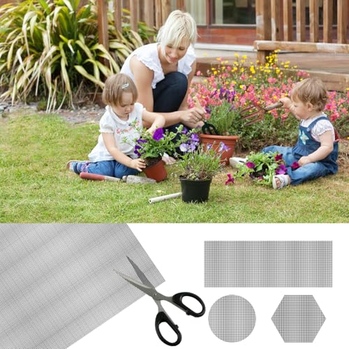 30pcs Bonsai Mesh Screen, Terrarium Mesh, 11.8 X 7.8 in Flower Pot Hole Mesh Pad, Substrate Barrier,Plant Drainage Meshs Hole Screens Gasket Keep Soil from Flowing Away (Black)