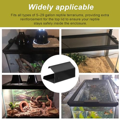 4 Pack Reptile Terrarium Covers Heavy Duty Screen Clips, 5-29 Gallons Reptile Enclosure Lock, Easy to Install