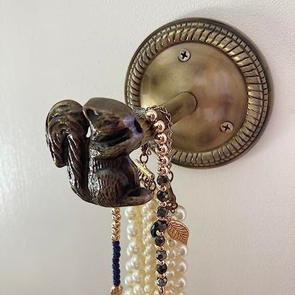 Animal Hook, Curtain Hold Back, Tie Back, Jewellery Hook, Antique Brass, Iron (Squirrel) - style: Squirrel