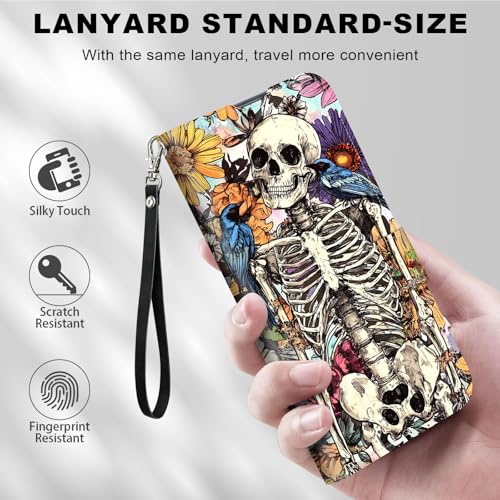 for Cricket Outlast 5G 2024 Wallet case with RFID Blocking Credit Card Holder Kickstand, Folio Flip PU Leather Shockproof Protective Cover for AT&T Motivate Pro 5G, Skull with Paint - color: Skull With Paint