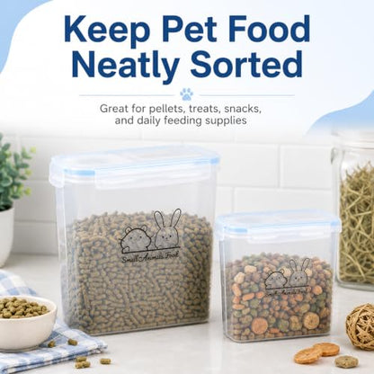 Pet Food Storage Containers,Airtight Small Animals Food Container,Cat Food Storage Container,Jars Dispenser Set with Lids,Multi Size3.52Qt/4L and2.2Qt/2.5L,for Wild Bird Seed Dispenser|BPA Free/Clear