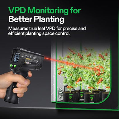 VIVOSUN VPD Thermometer, Handheld Environmental Monitor for Plants | Precision Infrared Laser Thermometer Gun with Adjustable Emissivity, Leaf VPD and Temperature Monitoring for Grow Tents, HVAC