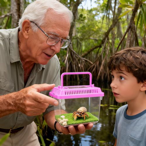 20 Pack Small Plastic Reptile Carrier, Tarantula Enclosure Breeding Box with Handle and Ventilation Lid, for Spider Lizard Turtle Hermit Crab Fish, 5.1 x 3.5 x 3.5 Inch, Multi-Color - size: 5.1 X 3.5 X 3.5 Inch