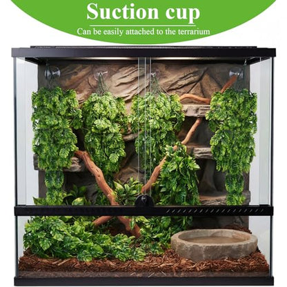 8 Pack Reptile Plants Terrarium Hanging Plant Vine Boston Climbing Terrarium Plant with Suction Cup for Bearded Dragons Lizard Crested Gecko Snake Crab Tank(Popular Series,Green) - style: Popular Series