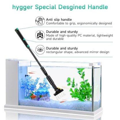 hygger Small Aquarium Cleaning Tools, 4 in 1 Fish Tank Cleaner Kit with Handle,Fish Net,Algae Scraper,Clean Brush,Flat Sponge - size: Small