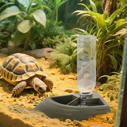 Reptile Feeder Bowl,Automatic Reptiles Water Dish Dispenser 2in1 Food and Water Feeding Bowls Terrarium Corner Bowl for Bearded Dragon Gecko Snake Lizard Turtles