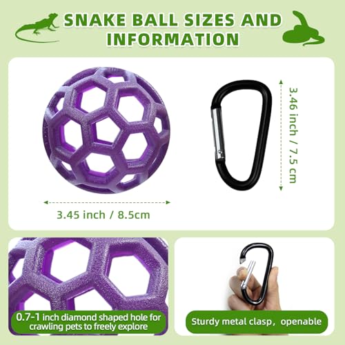 Slim Snake Climbing Accessories Reptile Climbing Ball, Jungle Gym Ball for Small Ball Python Playground Climbing, Snake Enrichment Exercise Snake Balls (Purple) - color: Purple