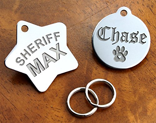 DEEP Engraved Premium Dog & Cat ID Tag – Personalized, Stainless Steel, Long-Lasting Durability - XL Bone 1-1/3"x2 (1-Side Engraving) - style: XL BONE 1-1/3"x2" (1-Side Engraving)