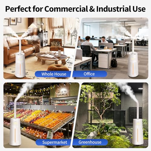 Humidifier for Large Room-6.3Gal Cool Mist, Top Fill,3000ft²,Beige | Commercial Humidifier with 4X Atomizers,1500mL/h Mist Output with Auto Mode,40H Runtime,Quiet Humidifiers for Bedroom & Plant - color: Beige