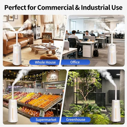 Humidifier for Large Room-6.3Gal Cool Mist, Top Fill,3000ft²,Beige | Commercial Humidifier with 4X Atomizers,1500mL/h Mist Output with Auto Mode,40H Runtime,Quiet Humidifiers for Bedroom & Plant - color: Beige