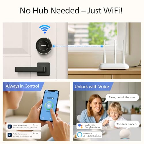 Philips WiFi Smart Retrofit Lock + Wireless Fingerprint Keypad, Update Your Existing Deadbolt, Built-in WiFi, Remote Control, Deadbolt Lock with Voice Control, Auto Lock, Interior Knob, Sliver - color: Sliver, size: WiFi Deadbolt + Fingerprint Keypad