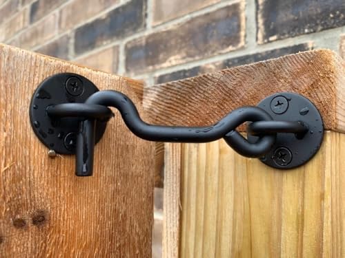 4" Privacy Hook and Eye Gate Door Latch, Easy Barn Door Lock, Black | Solid 5/16" Iron Rod, 2-Layer Powder Coating, Quick Locking for Sliding Barn, Pocket, Closet, Screen Doors, Indoor/Outdoor