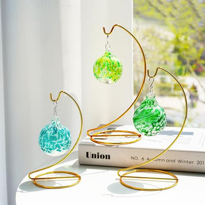 3 Pack 9 Inch Gold Iron Ornament Stand Hanging Display Holder Decor | Gold Iron Ornament Hanging Stand Holder Hook Set of 3 for Glass Globe Air Plant Terrarium Table Home Wedding Decor