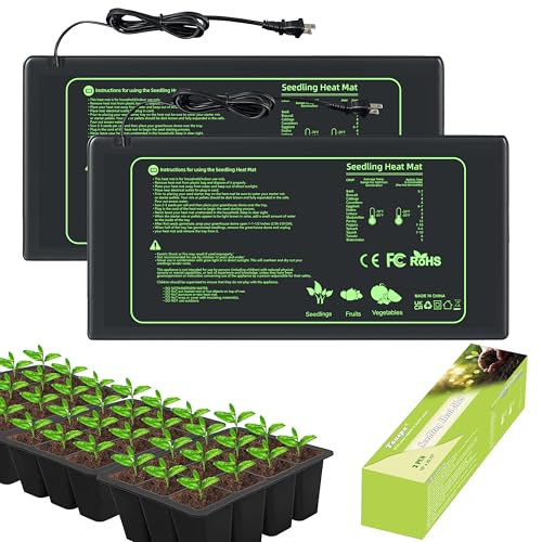 Seedling Heat Mat 2 Pack Heat Mats for Seed Starting Plants Indoor Growing Gardening Brewing Germination Greenhouses Terrarium Reptile Waterproof Seed Rooting Warming Heating Pad 10"X20.75" - size: 2 PCS