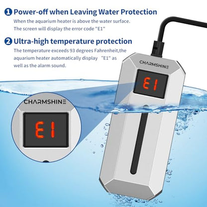 Submersible Aquarium Heater with LED Digital Display 200W Fish Tank Heater for 23-27 Gallon Freshwater Saltwater Tank, Auto Thermostat Overheat Protection(Not Suitable for Low-Water Turtle Tanks)