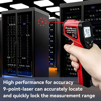 Infrared Thermometer Temperature Gun (NOT for Humans) -58℉~1022℉ (-50℃～550℃) 9-Point Laser Non-Contact Instant-Read Digital Laser Infrared Ir Thermometer with Backlight - color: red
