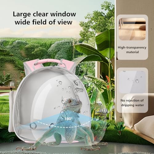 Hamster Backpack Carrier, Bearded Dragon Carrier Backpack with Clear Bubble Window,Small Animal Travel Backpack for Hedgehog Rat,Chameleon,Rabbit,Sugar Glider,Airline Approved (Pink, Backpack) - color: Pink