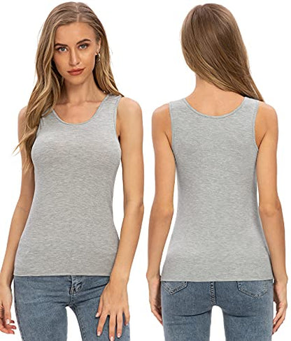 Air Curvey 4 Pack Tank Top for Women Basic Undershirt Tanks Sleeveless Casual Shirts Soft Seamless Layering Tops - color: 1-black Grey White Pink, size: Small