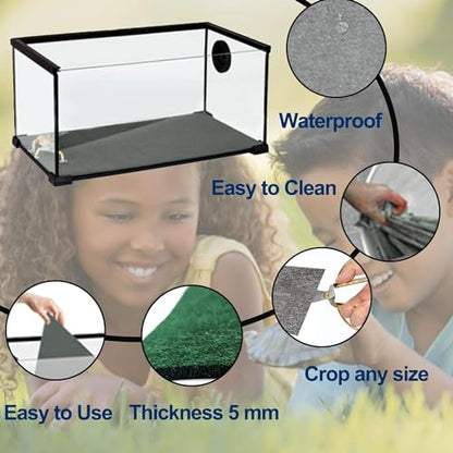 Reptile Carpet Terrarium Liner Bedding Substrate Sand Mat for Cage Lizard Bearded Dragon Gecko Snake Tortoise 48" x 18" (Grey) - color: Grey
