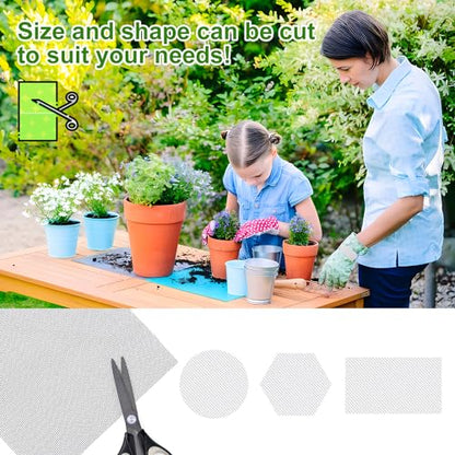 NQEUEPN 5pcs Flower Pot Hole Mesh Pads, 11.81x7.87 Inch Polyethylene Flower Pot Bottom Mesh Screen Square Bonsai Mesh Plant Pot Mesh Drainage Screen for Garden Potted (Gray)