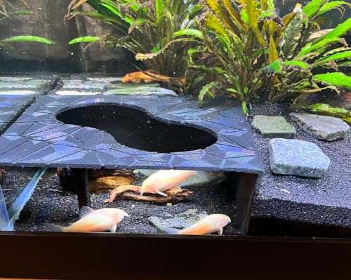 Aquarium Corner Hide for Fish Aquarium Undergravel Fish | Unique Underground Viewing Tunnel | Large Black Size 7.5" Lx 7.5" L x 3" H
