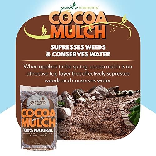Garden Elements 100% Natural Cocoa Bean Shell Mulch for Gardens, Flower Beds, Potted Plants, and Mulching, 2 cu ft