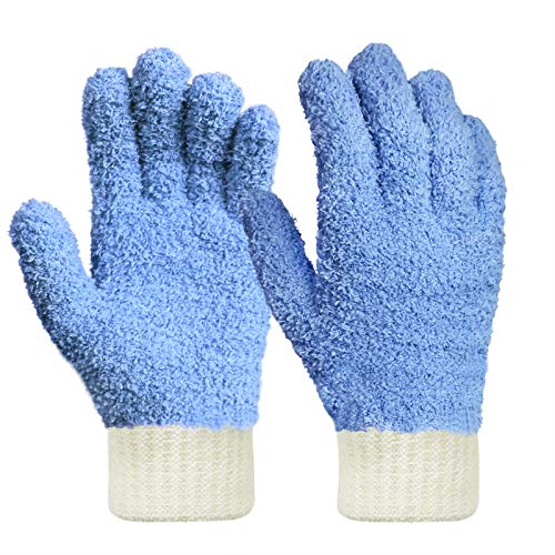MIG4U Microfiber Dusting Gloves House Cleaning Glove for Blinds, Windows, Shutters, Furniture, and Car, Reusable Lint-Free Blue 1 Pair S/M - color: Blue 1 Pair, size: Small-Medium