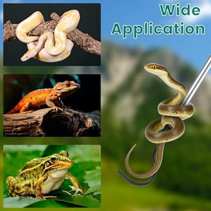 Snake Hook, 35"-65" Reptile Snake Hook Heavy Duty Long for Ball Python Rattlesnakes Rattle Copperhead Removal with Sponge Grip and Stainless Steel Rubber Tip Hook - size: 60inch