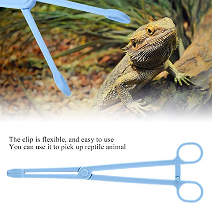Reptile Feeding Tongs Blue Plastic Snake Lizard Clamps 24.5cm Wide Grip Safe Handling Tool for Pet Owners Breeders Amphibian Terrarium Enthusiasts