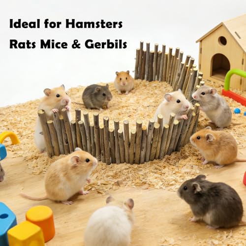 Hamster Bridge 2 Pack, Bendable Wooden Cage Divider and Retaining Wall for Sand Bath and Bedding, Flexible Ladder Fence for Syrian & Dwarf Hamsters, Mice and Gerbils