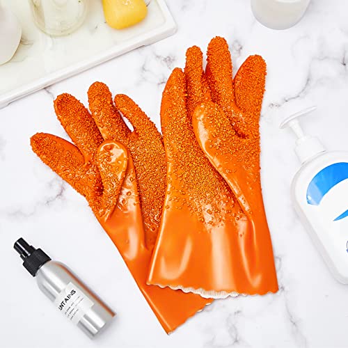 Jecery Plumbing Snake Gloves Sewer Gloves Abrasion Resistant Drain Cleaning Accessory for Men Women Plumber Tools Orange