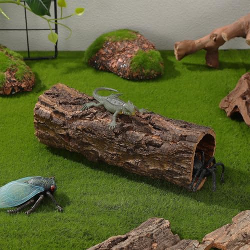POPETPOP Reptile Hideout Cork Bark: Wood Tree Trunk Climbing Hide Terrarium Decor Shelter Cave for Gecko Lizard Snake Hermit Crab Bearded Dragons Tank Decor, 8. 06 X 3. 14 X 3. 14 Inches - size: 8.06 X 3.14 X 3.14 Inches