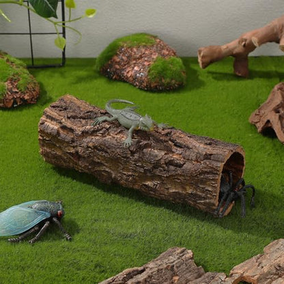 POPETPOP Reptile Hideout Cork Bark: Wood Tree Trunk Climbing Hide Terrarium Decor Shelter Cave for Gecko Lizard Snake Hermit Crab Bearded Dragons Tank Decor, 8. 06 X 3. 14 X 3. 14 Inches - size: 8.06 X 3.14 X 3.14 Inches