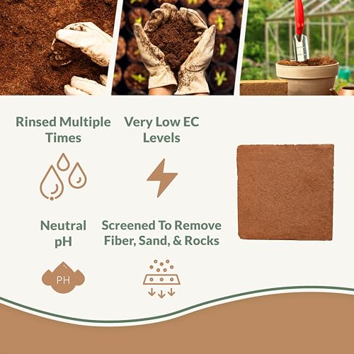 Coco Coir (10lbs) + Coco Chips for Plants (10lbs) - Organic Coco Coir Brick & Coco Coir Chips - Coconut Bricks for Plants - Bulk Coco Husk & Coconut Mulch Bundle - Garden Soil & Potting Soil Mix