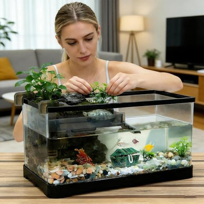 Turtle Dock For Aquarium: Animal Resting Land , Floating Sunbathing Ramp, Water Terrarium Step | Safe Galapagos Frog Salamanders Crabs Turtle Bal