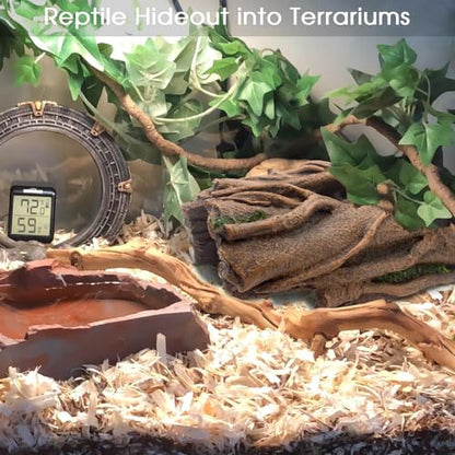 Large Reptile Hide Hollow Log for Snake Ball Python Bearded Dragon | Snake Hideout with Basking Platform, Tank Accessories for Lizard and Gecko, Eco-Friendly Resin, Durable Reptile Shelter Decor