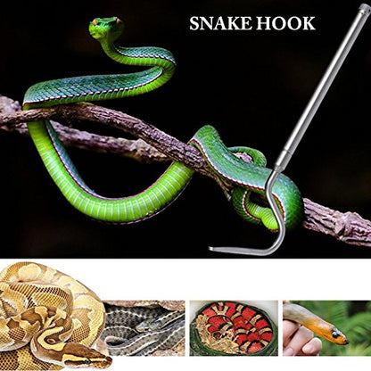 24 Inch Snake Hook Extendable Stainless Steel Handing Tool Reptile Grabber Snake Catcher